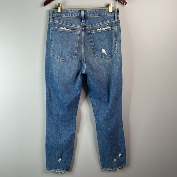 Abercrombie & Fitch Curve Love High Rise Mom Jean Blue Medium Wash Distressed 28 - Picture 6 of 11